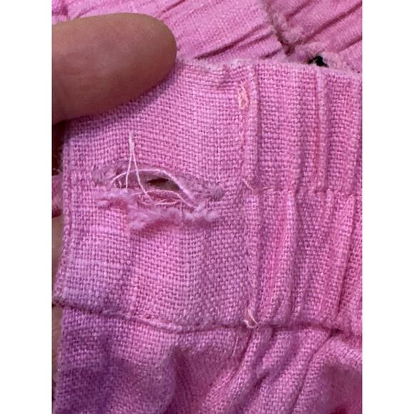 Nooworks Wide Leg Crop Linen Pants Hot Pink Women’s Medium - Picture 3 of 12